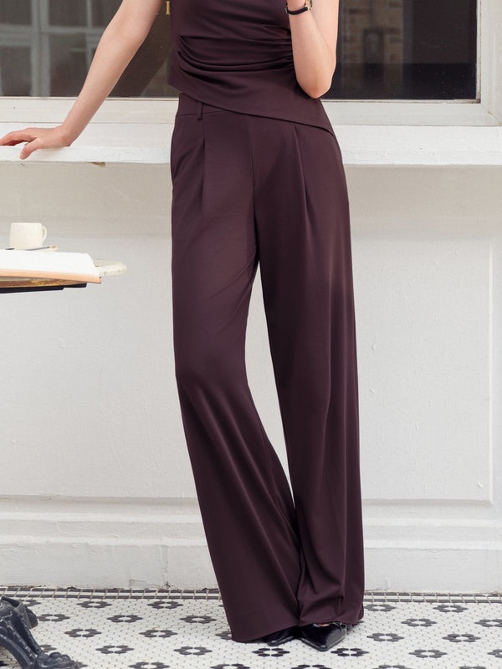 OGL Stretchy Flowy High Rise Wide Leg The Success Pants in Purple Gloam size M.